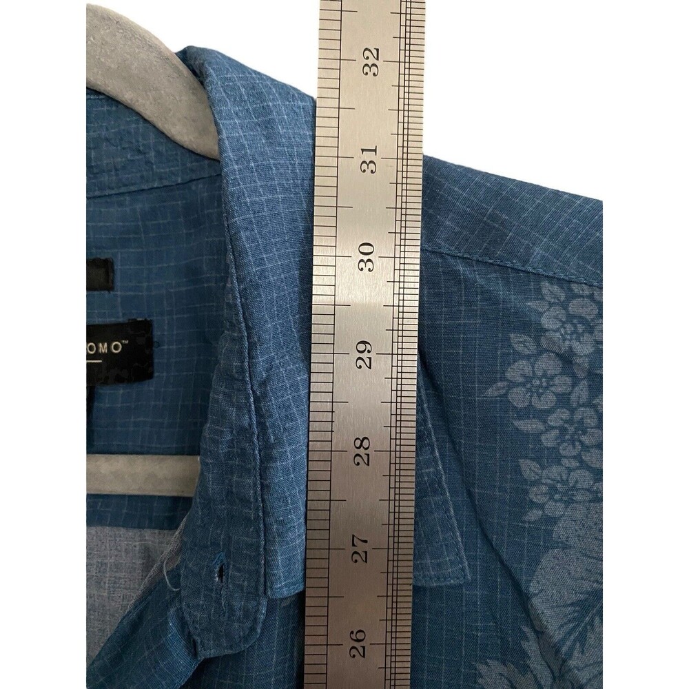 Pronto‎ Uomo Button Up Shirt Mens XL Large Blue Tropical Hawaiian Short Sleeve - Picture 7 of 11